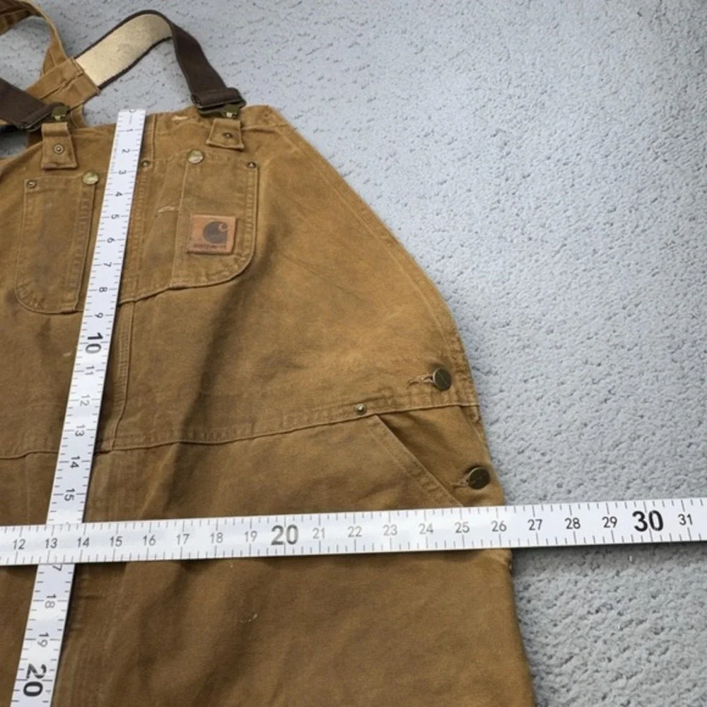 Carhartt Overalls Men 50x30 Brown Duck Bib Double Knee Canvas‎ R06 Workwear Bib